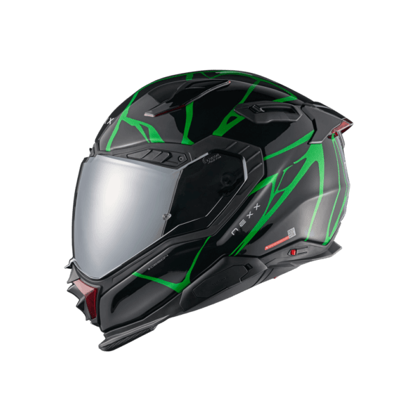 NEXX XWST3 B-SIDE  BLACK GREEN MOTORCYCLE TOURING CARBON FIBER HELMET