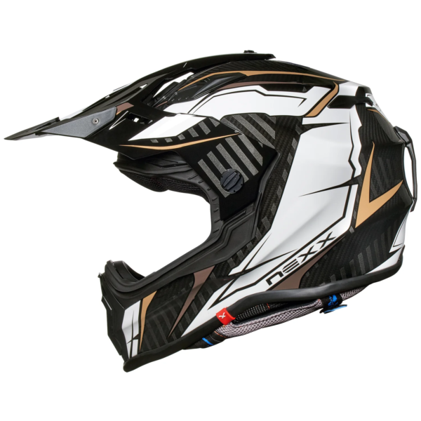 NEXX XWRL ATIKA ZERO PRO WHITE GOLD CARBON DUAL SPORT RALLY ADVENTURE HELMET