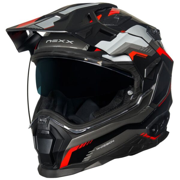 NEXX XWED2 COLUMBUS RED GREY ADVENTURE TOURING RALLY MOTORCYCLE HELMET - Image 2