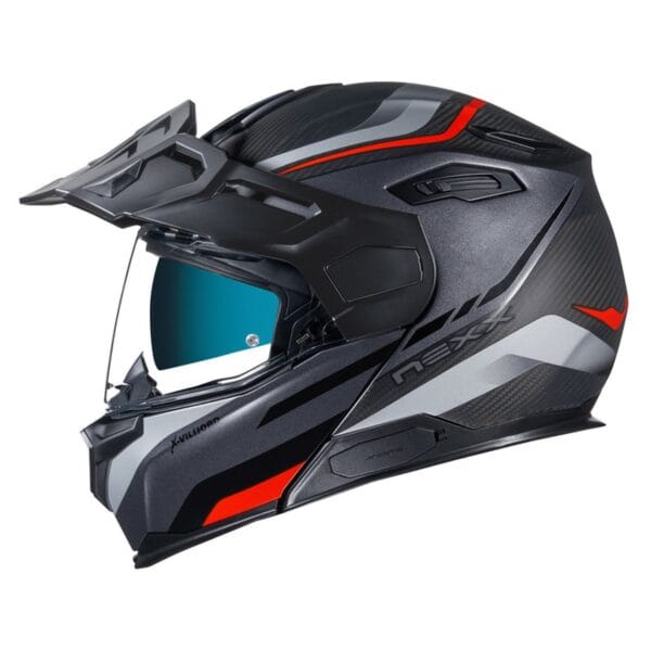 NEXX VILIJORD HIKER GREY RED CARBON FIBER MODULAR ADVENTURE TOURING RALLY MOTORCYCLE HELMET