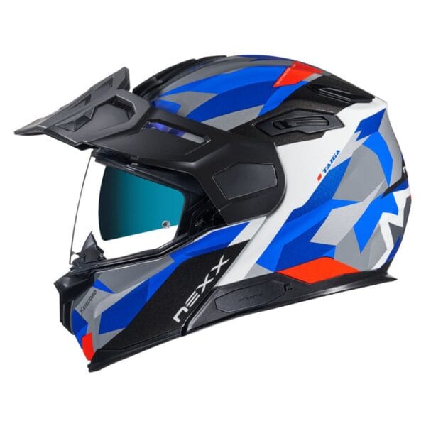 NEXX VILIJORD TAIGA WHITE BLUE MODULAR ADVENTURE TOURING RALLY MOTORCYCLE HELMET