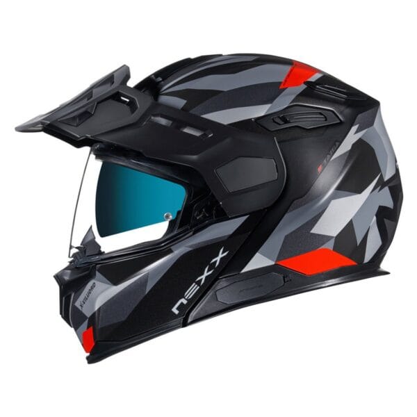 NEXX VILIJORD TAIGA BLACK RED MODULAR ADVENTURE TOURING RALLY MOTORCYCLE HELMET