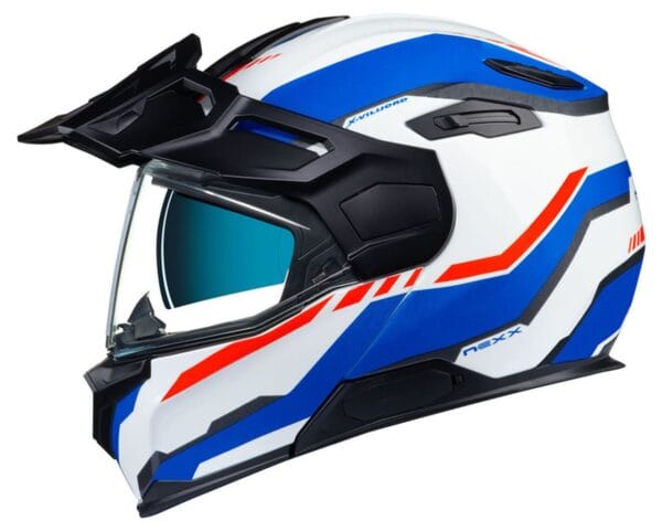 NEXX VILIJORD CONTINENTAL WHITE BLUE RED MODULAR ADVENTURE TOURING RALLY MOTORCYCLE HELMET