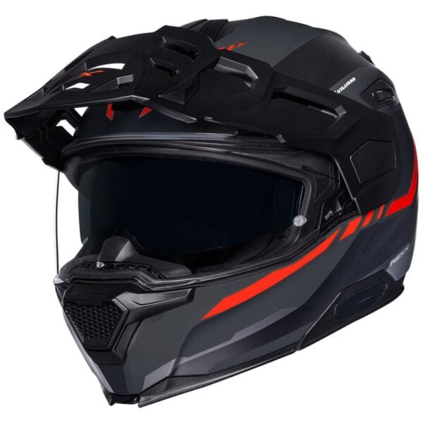 NEXX VILIJORD CONTINENTAL MATTE GREY RED MODULAR ADVENTURE TOURING RALLY MOTORCYCLE HELMET - Image 4