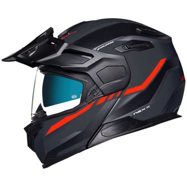 NEXX VILIJORD CONTINENTAL MATTE GREY RED MODULAR ADVENTURE TOURING RALLY MOTORCYCLE HELMET