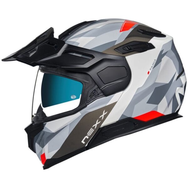 NEXX VILIJORD TAIGA WHITE RED ADVENTURE TOURING RALLY MOTORCYCLE HELMET