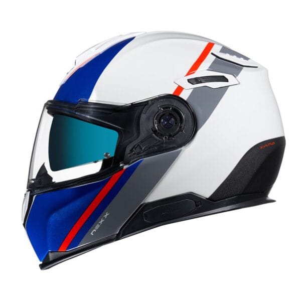 NEXX VILITUR STIGEN WHITE BLUE MODULAR TOURING ADVENTURE MOTORCYCLE HELMET