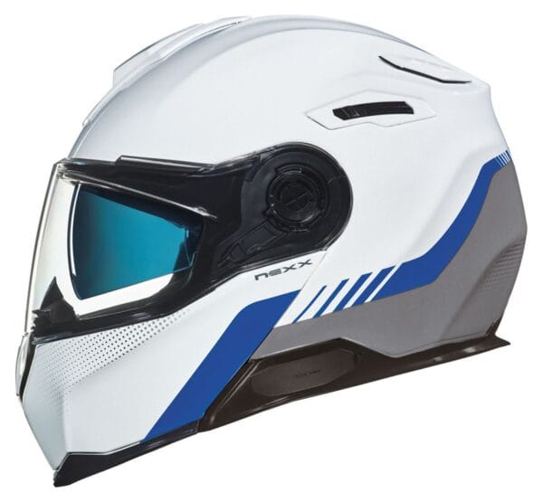 NEXX VILITUR LATITUDE WHITE BLUE GREY MODULAR TOURING ADVENTURE MOTORCYCLE HELMET