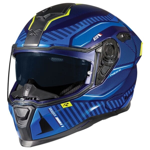 NEXX SX100R SKIDDER BLUE YELLOW SPORT TOURING RACING MOTORCYCLE HELMET - Image 5