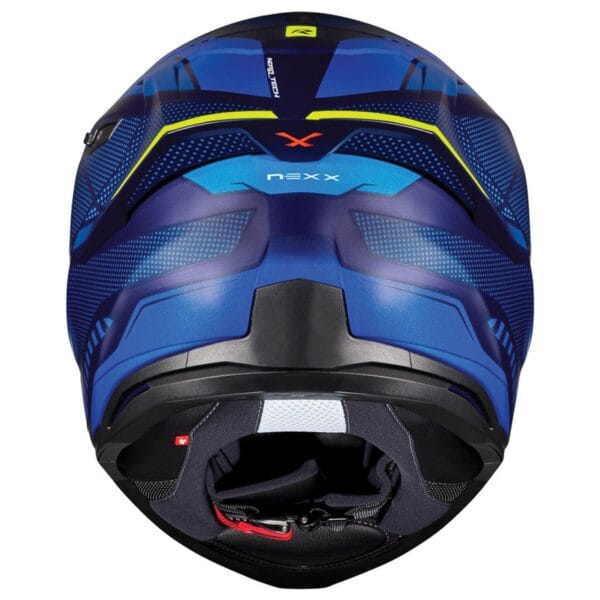 NEXX SX100R SKIDDER BLUE YELLOW SPORT TOURING RACING MOTORCYCLE HELMET - Image 3