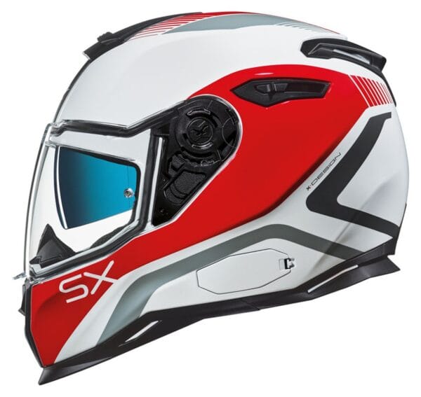 NEXX SX100 POPUP WHITE RED SPORT TOURING RACING MOTORCYCLE HELMET