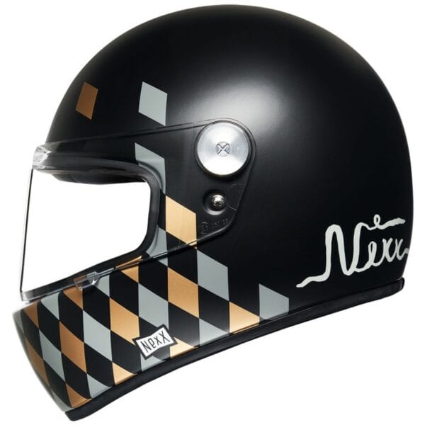 NEXX XG100R CHECKMATE MATTE BLACK CLASSIC RETRO VINTAGE MOTORCYCLE HELMET