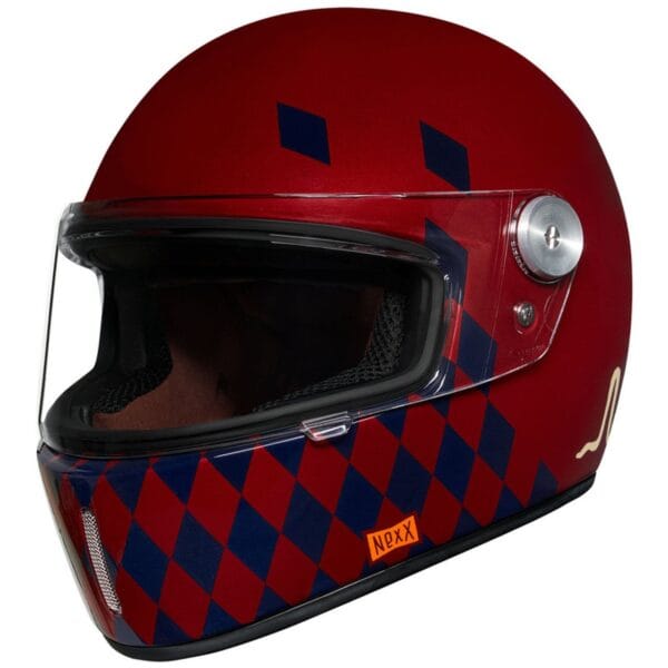 NEXX XG100R CHECKMATE BURGANDY CLASSIC RETRO VINTAGE MOTORCYCLE HELMET - Image 4