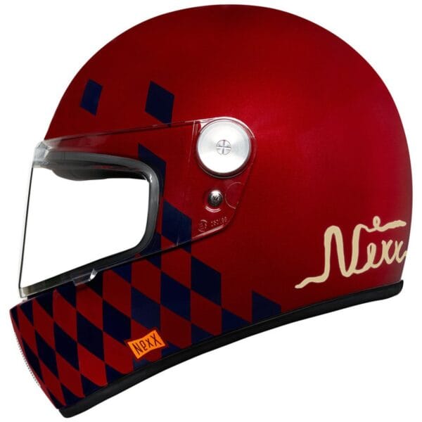 NEXX XG100R CHECKMATE BURGANDY CLASSIC RETRO VINTAGE MOTORCYCLE HELMET