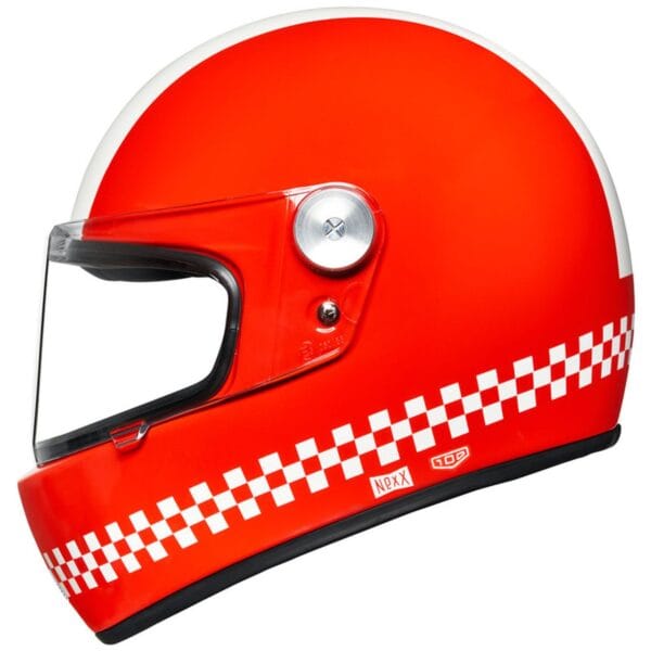 NEXX XG100R FINISH LINE RED WHITE CLASSIC RETRO VINTAGE MOTORCYCLE HELMET