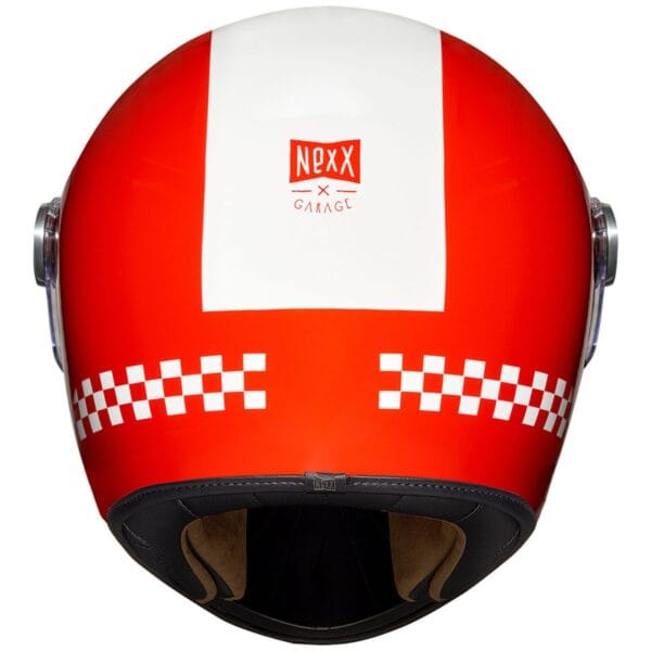 NEXX XG100R FINISH LINE RED WHITE CLASSIC RETRO VINTAGE MOTORCYCLE HELMET - Image 2