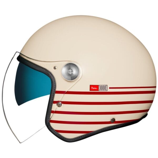 NEXX XG20 Deck SV Helmet - Premium Cream Red Motorcycle Helmet with Integrated Sun Visor