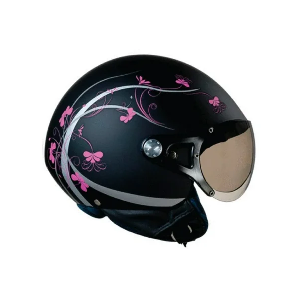 NEXX SX60 Queen Matte Black Open-Face Motorcycle Helmet - Stylish & Safe Retro Design