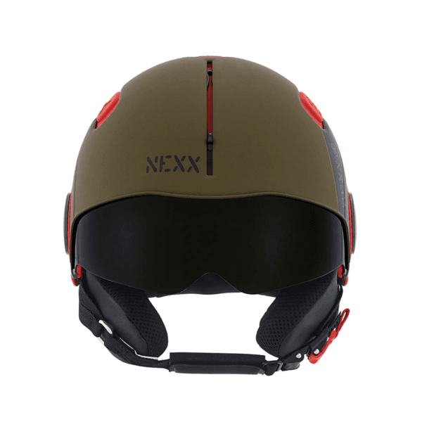 NEXX SX10 Hero Military Green Open-Face Motorcycle Helmet - Stylish & Functional Design - Image 4