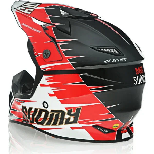 Suomy MX SPEED Warp Helmet - Black/Red | Ultra-Lightweight, MIPS Protection, Coolmax Comfort - Image 5