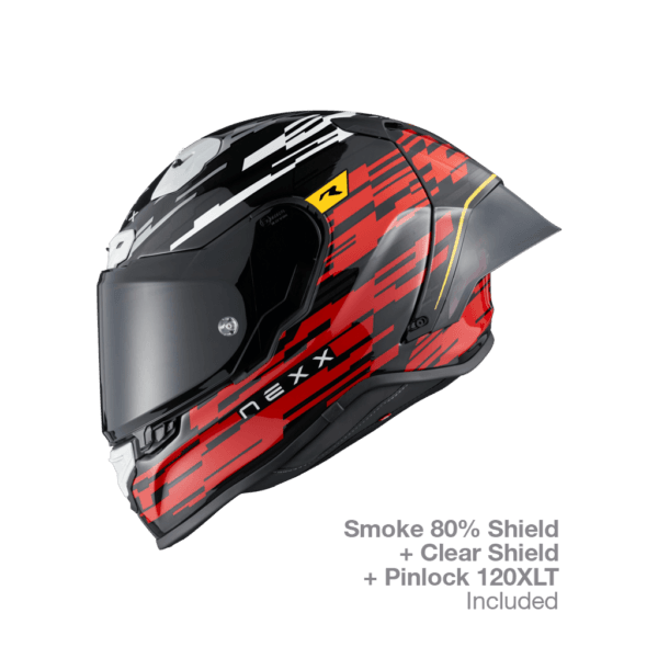 NEXX XR3R GLITCH RACER RED WHITE CARBON FIBER MOTORCYCLE RACING HELMET